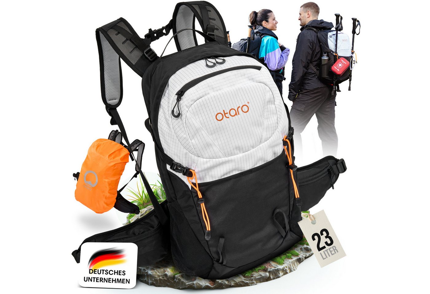 Otaro Wanderrucksack Wanderrucksack mit Belüftung Trekkingrucksack Unisex 23L (Schutz für deine Ausrüstung, Extra belüftet & Bequem, Für Herren & Damen, mit Rückenbelüftung) von Otaro