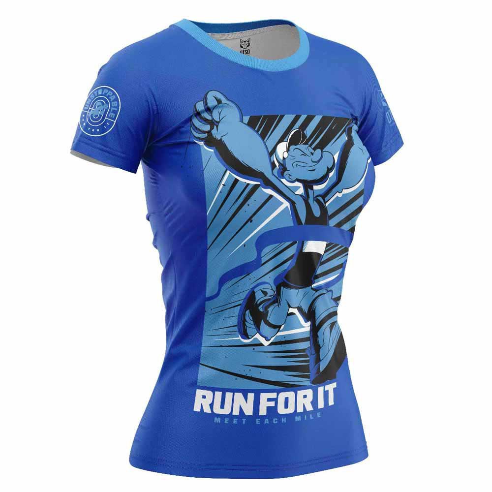 Otso Popeye Run For It Short Sleeve T-shirt Blau L Frau von Otso