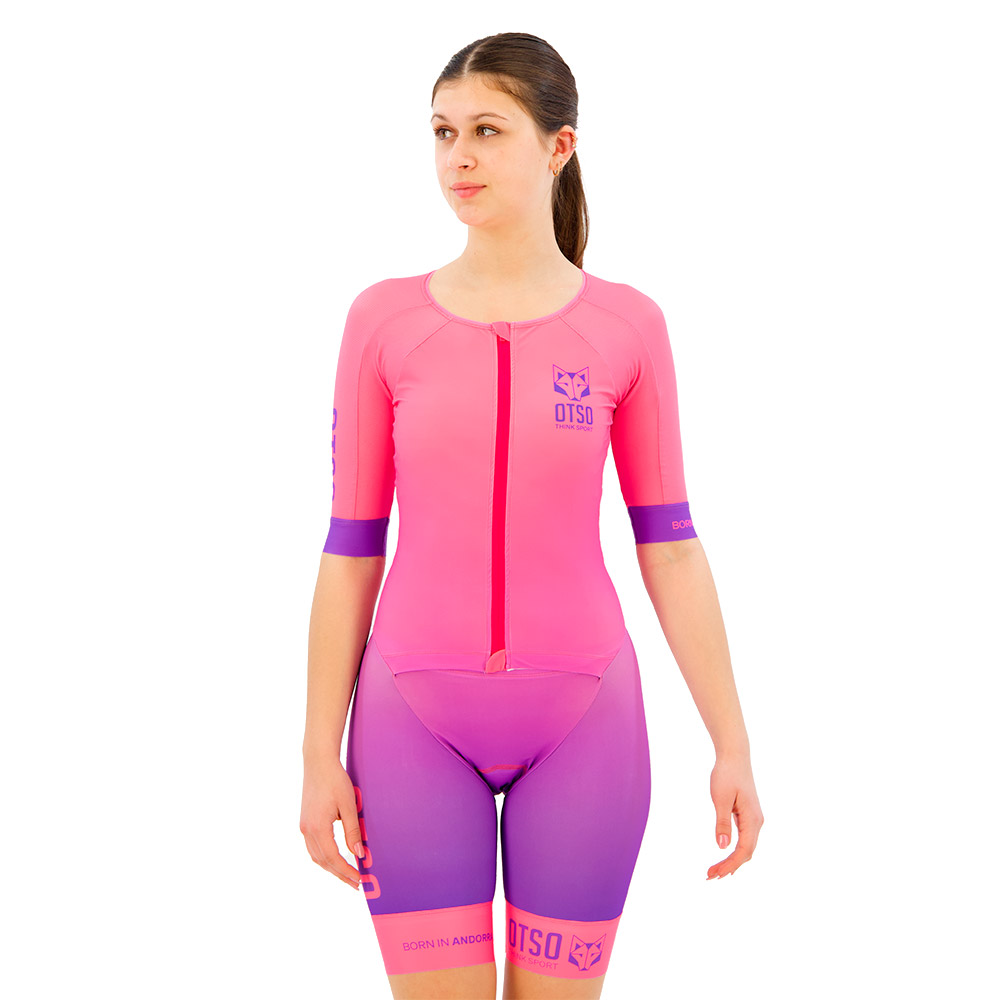 Otso Short Sleeve Trisuit Rosa L Frau von Otso