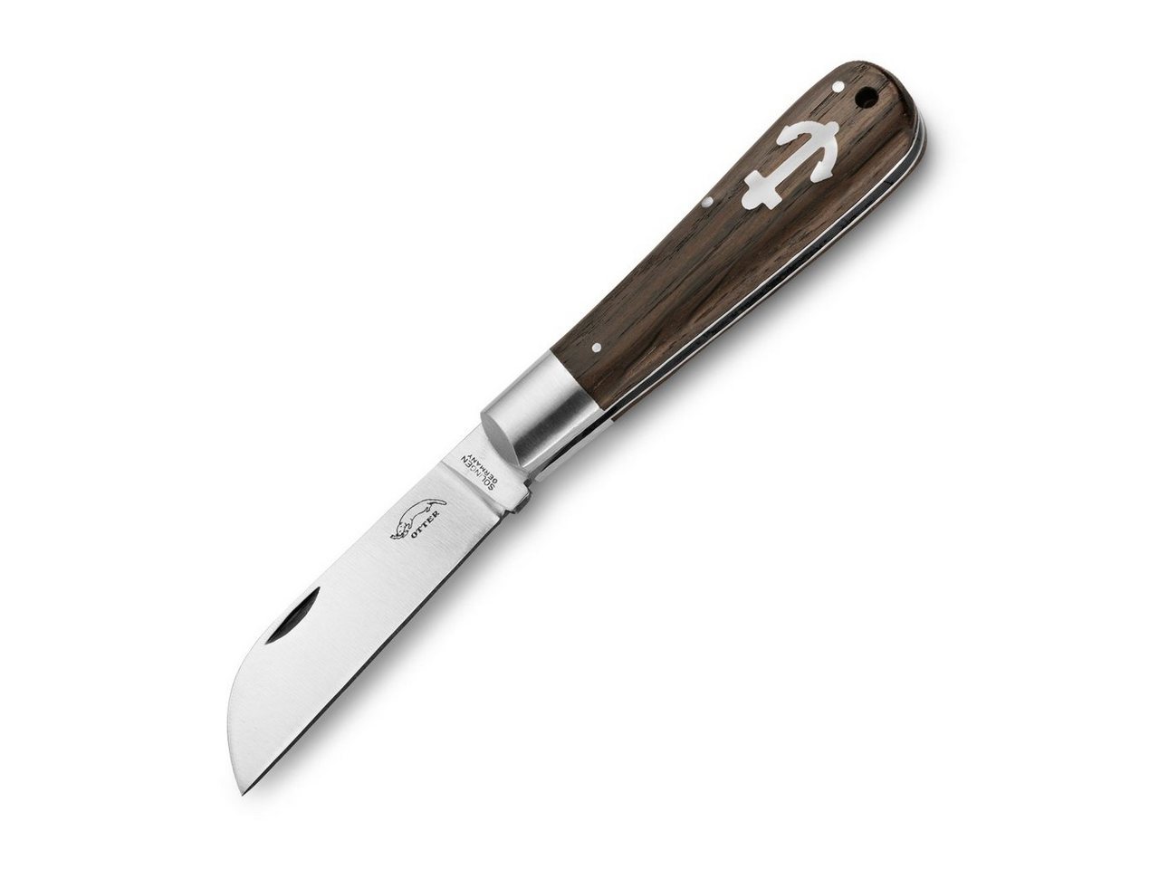Otter Messer Taschenmesser Ankermesser klein Räuchereiche, Klinge Carbonstahl, Slipjoint von Otter Messer
