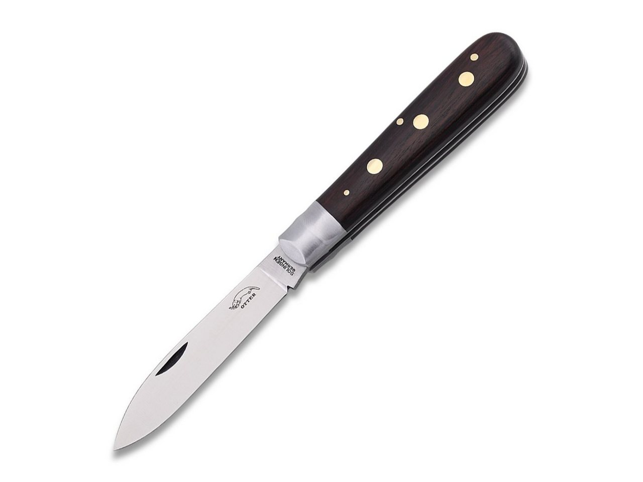 Otter Messer Taschenmesser Drei-Nieten-Messer Grenadill Klinge Carbonstahl, nicht rostfrei, Messingnieten, Slipjoint von Otter Messer