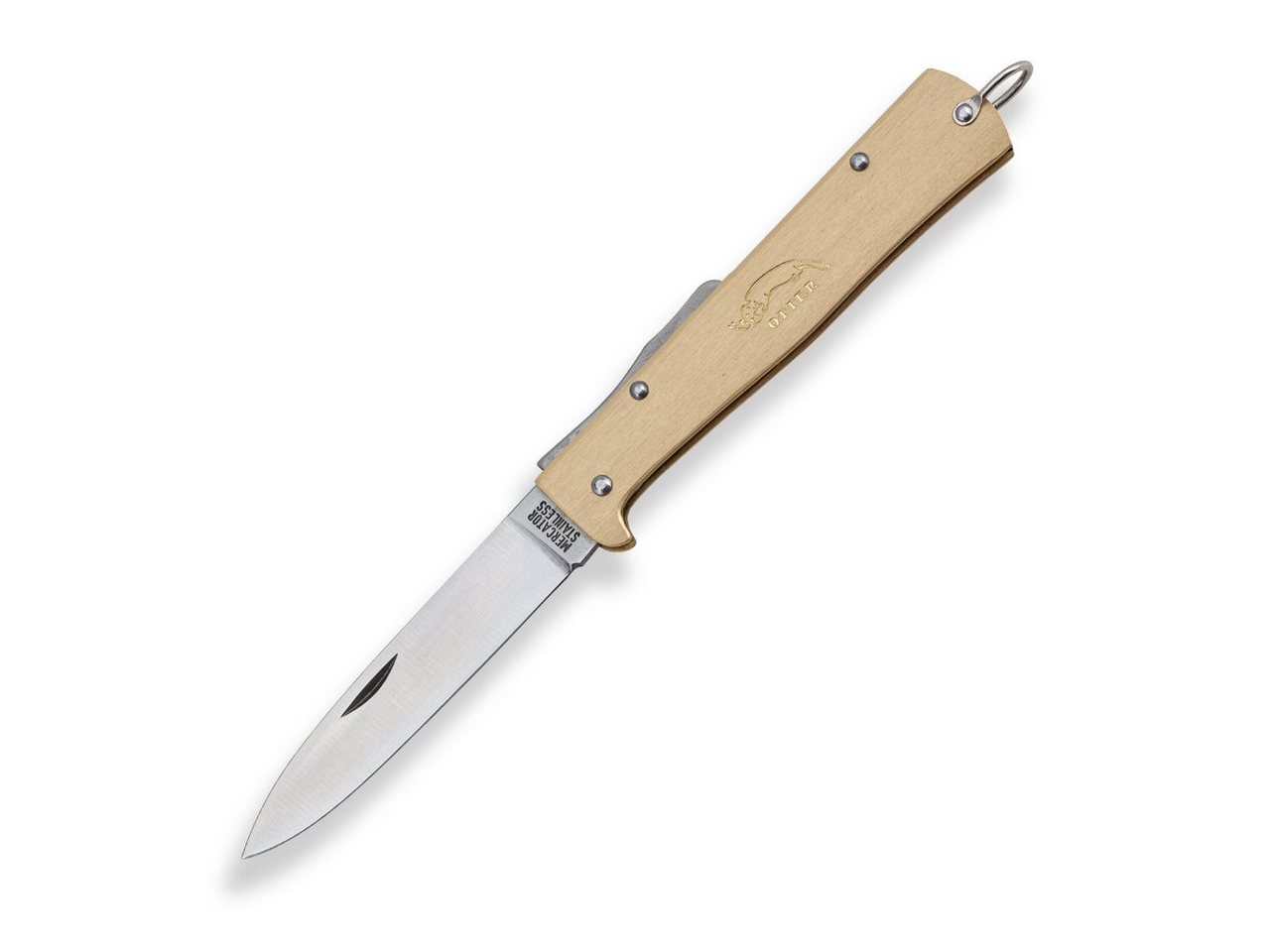 Otter Messer Taschenmesser Mercator-Messer groß Messing mit Clip, Klinge rostfrei, Backlock von Otter Messer