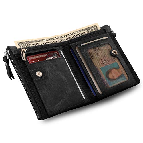Otto Angelino Mehrzweck-Geldbörse aus echtem Leder, zweifach faltbar, ID-Kartenhalter – RFID-Blockierung – Unisex von Otto Angelino