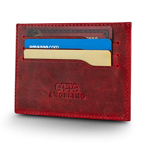 Otto Angelino Echtleder Ultra Slim Minimalisten Kartenhalter (Rot) von Otto Angelino