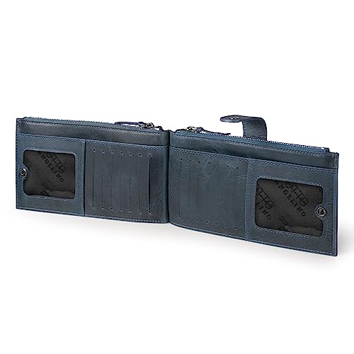 Otto Angelino Genuine Leather 2 Compartment Bifold Wallet with Phone Compatible Slots - RFID Blocking (Blau) von Otto Angelino