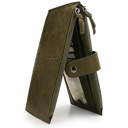 Otto Angelino Genuine Leather 2 Compartment Bifold Wallet with Phone Compatible Slots - RFID Blocking (Khaki) von Otto Angelino