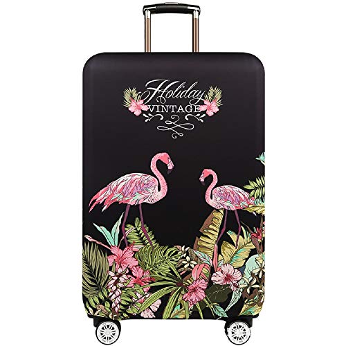 Kofferhülle Elastisch Kofferhülle Bambus Kohlefaser 18-32 Zoll Kofferschutzhülle Gepäck Cover Reisekoffer Hülle Kofferschutz Luggage Cover Gepäckabdeckung (Flamingo, M) von OuLi Store