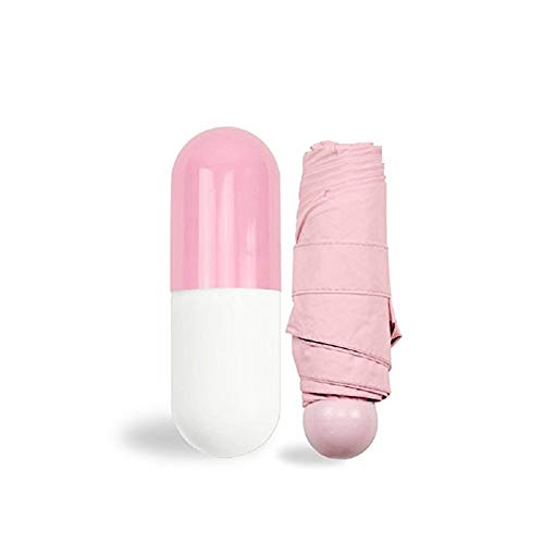 OuLi Store® Mini Regenschirm Taschenschirm mit Kapsel-Design Hülle Faltbar Ultralight 210T, Leicht Klein Automatisch Anti-UV Sonnenschirm, Reiseschirm für Frauen Männer und Kinder (Rosa) von OuLi Store