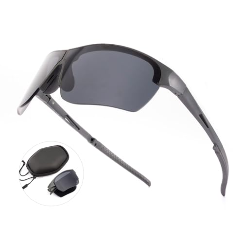 OuShiun Fahrradbrille Selbsttönend für Damen Herren, Faltbare Brille Photochrome Radsportbrille Sonnenbrille mit UV400 Schutz TR90 Rahmen für Sport Radfahren Angeln von OuShiun