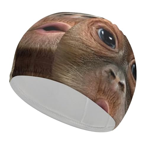 Lustige Orang-Utan-Badekappe mit großem Gesicht, Unisex, wasserdicht, Badehut für langes und kurzes Haar, Badekappe für Männer und Frauen von Oudrspo