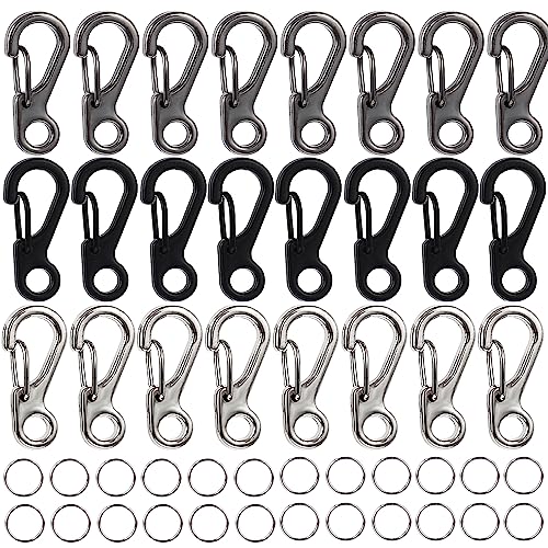 Ouligay 48 Stück Mini SF Karabinerhaken 2.5cm Mini Karabiner Set Carabiner Clip Rucksack Verschluss Spring Snap Schlüsselanhänger Alloy Paracord Carabiner Clips für Klettern Wandern Camping von Ouligay