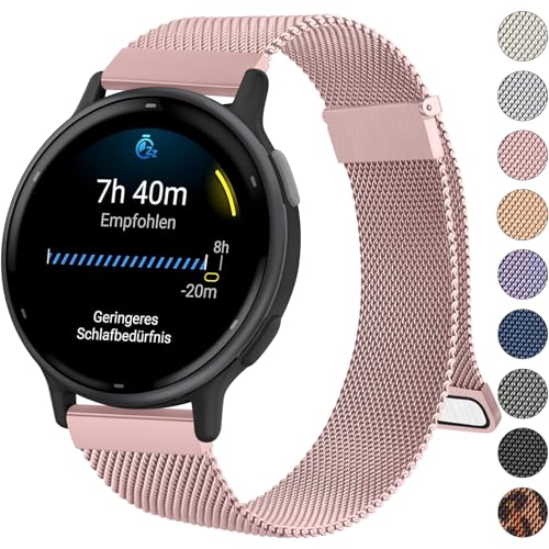 Oumida Garmin Armband 20mm für Garmin Vivoactive 5/ Vivoactive 3, Venu 2 Plus/Venu Sq 2/ Venu Sq/Sq Music, Vivomove Serie, Forerunner 55/245/ 645, Metall Uhrenarmbänder Doppel Magnet Ersatzarmband von Oumida