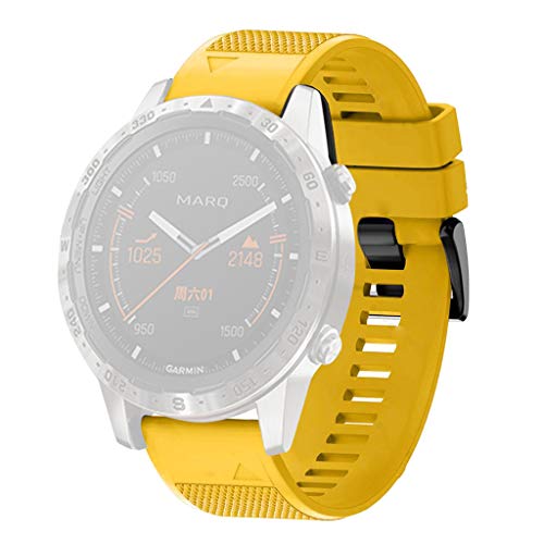 Für Garmin MARQ 5 Armband Uhrenarmband, Ersatzarmband, Zubehör Verstellbares Weiches Silikon Band Armbanduhren Entwickelt Bracelet Replacement Strap (Gelb) von Ouneed Armband