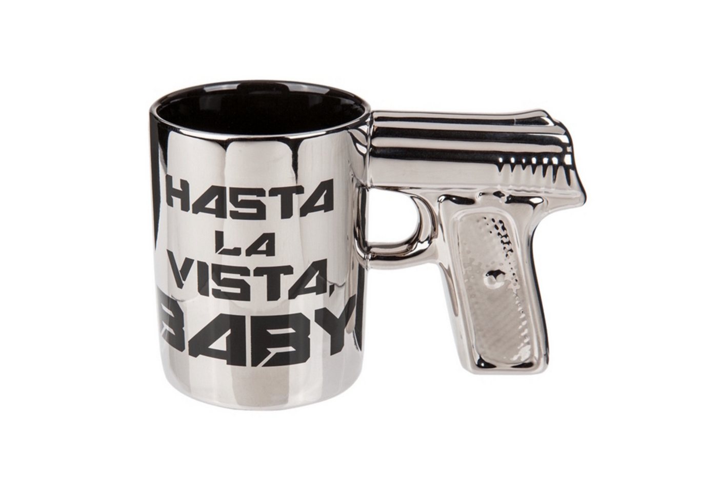 Out of the Blue Tasse Pistolengriff Kaffeebecher mit Spruch in silber von Out of the Blue