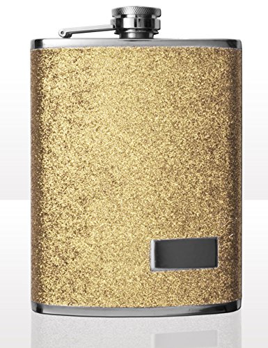 Outdoor Saxx® - Edelstahl Flachmann, Design Glitter Gold, hochwertige Taschen-Flasche Whiskey Schnaps- Schraubverschluss, 240ml, Gold von Outdoor Saxx