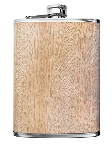 Outdoor Saxx® - Edelstahl Flachmann Wood, hochwertige Taschen-Flasche, Schnaps-Flasche in Holz-Optik, Schraub-Verschluss, Tolle Geschenk-Idee, 260ml, Holz-Design Ahorn von Outdoor Saxx