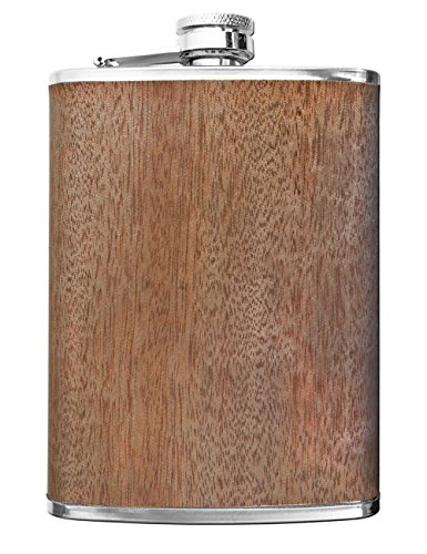 OUTDOOR SAXX® - Edelstahl Flachmann Wood, hochwertige Taschen-Flasche, Schnaps-Flasche in Holz-Optik, Schraub-Verschluss, Tolle Geschenk-Idee, 260ml, Holz-Design Eiche von Outdoor Saxx