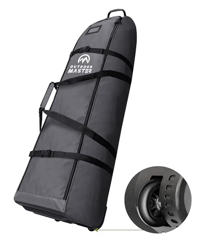 OutdoorMaster Gepolsterte Golf-Reisetasche mit verstärkten Rädern, 900D strapazierfähiges Oxford-Gewebe, verschleißfest und wasserdicht, weiche Seiten, Grau von OutdoorMaster