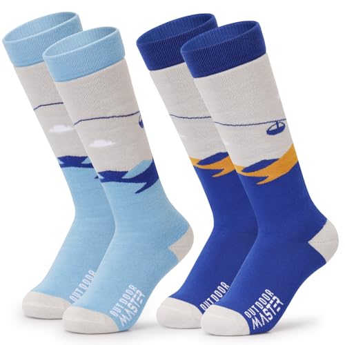 OutdoorMaster Kinder Skisocken, über die Wade Design, warme Thermal Snowboard Skating Socken für Jungen & Mädchen von OutdoorMaster