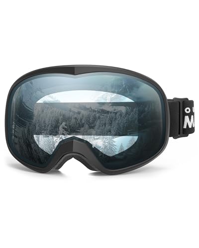 OutdoorMaster Owl Kinder Skibrille für Brille, OTG, Anti-Nebel Snowboard/Schneebrille, 100% UV-Schutz (Schwarzer Rahmen+VLT 60%) von OutdoorMaster