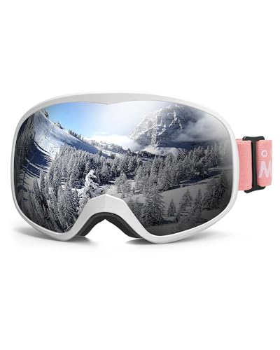 OutdoorMaster Owl Kinder Snowboard-Brille für Brille, OTG, 100% UV-Schutz, Anti-Nebel-Skibrille (weißer Rahmen+VLT 10% graue Linse) von OutdoorMaster