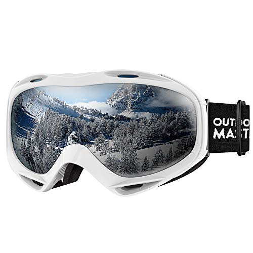 Premium Skibrille, Outdoormaster Snowboardbrille Schneebrille OTG 100% UV-Schutz mit Rahmen Anti-Nebel, helmkompatible Ski Goggles für Damen und Herren/Jungen und Mädchen (VLT 10.9%) von OutdoorMaster