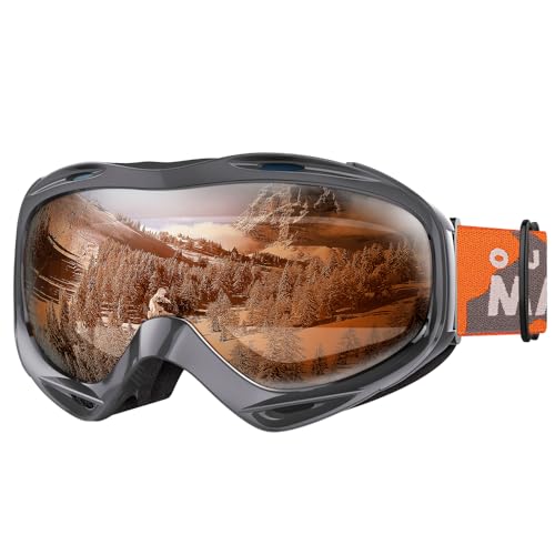 OutdoorMaster Premium Skibrille, Snowboardbrille Schneebrille OTG 100% UV-Schutz mit Rahmen Anti-Nebel, helmkompatible Ski Goggles für Damen und Herren/Jungen und Mädchen (VLT 23.8%) von OutdoorMaster