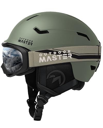 OutdoorMaster Skihelm-Set, Snowboard-Helm mit Brille für Erwachsene - 12 Belüftungsöffnungen - Skihelme für Männer, Frauen und Jugendliche von OutdoorMaster