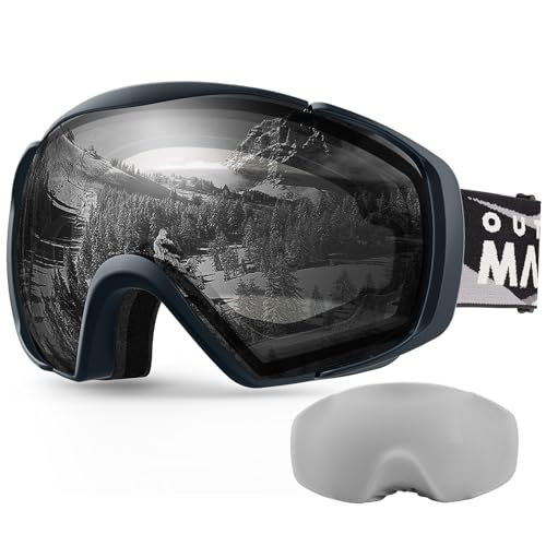 OutdoorMaster Unisex Premium Skibrille mit Schutzhülle, Snowboardbrille für Brillenträger, 100% UV-Schutz Schneebrille, Antibeschlag Skibrille für Damen Herren Jungen und Mädchen von OutdoorMaster