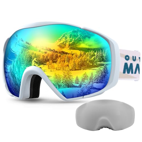 OutdoorMaster Unisex Premium Skibrille mit Schutzhülle, Snowboardbrille für Brillenträger, 100% UV-Schutz Schneebrille, Antibeschlag Skibrille für Damen Herren Jungen und Mädchen von OutdoorMaster