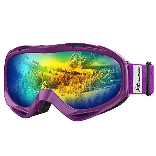 OutdoorMaster Unisex Skibrille OTG für Damen und Herren, Snowboard Brille Schneebrille 100% UV-Schutz skibrille für brillenträger, Anti-Nebel Snowboard Brille Ski Goggles für Jungen von OutdoorMaster