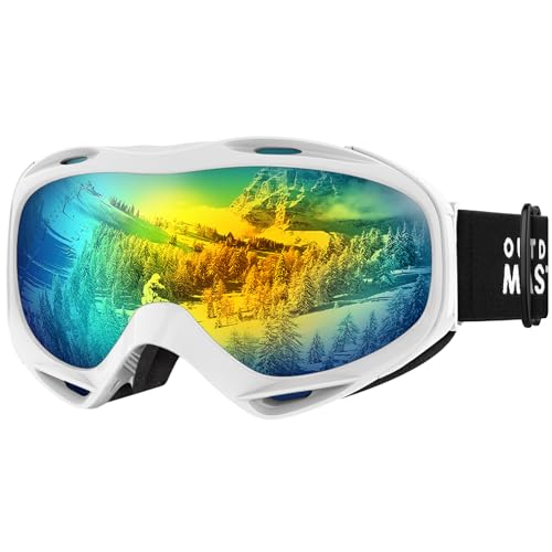 OutdoorMaster Unisex Skibrille OTG für Damen und Herren, Snowboard Brille Schneebrille 100% UV-Schutz skibrille für brillenträger, Anti-Nebel Snowboard Brille Ski Goggles für Jungen (VLT13％) von OutdoorMaster
