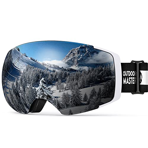 OutdoorMaster Unisex Skibrille PRO Damen Herren mit wechselgläsern, 100% UV-Schutz Schneebrille Skibrille für brillenträger, Anti-Nebel Snowboard Brille Ski Goggles für Jungen und Mädchen von OutdoorMaster