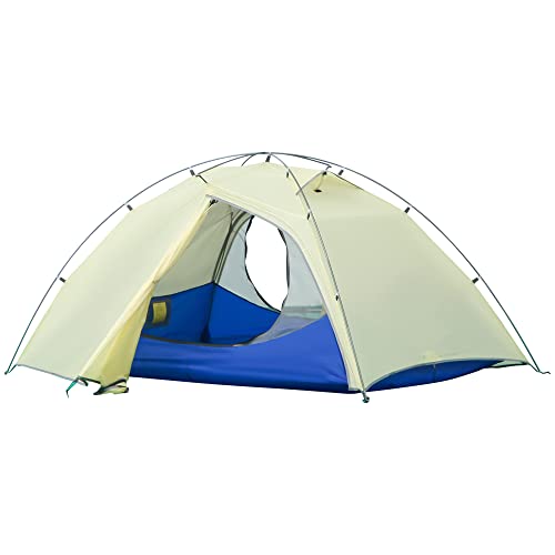 Outsunny Camping Zelt 2 Personen Zelt Kuppelzelt PU3000mm einfache Einrichtung für Trekking Festival leicht Aluminium Nylon Cremeweiß 230 x 140 x 110 cm von Outsunny