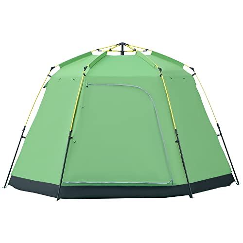 Outsunny Camping Zelt 6 Personen Zelt Familienzelt Kuppelzelt PU2000mm einfache Einrichtung für Familien Trekking Festival Stahl Glasfaser Grün 320 x 320 x 180 cm von Outsunny