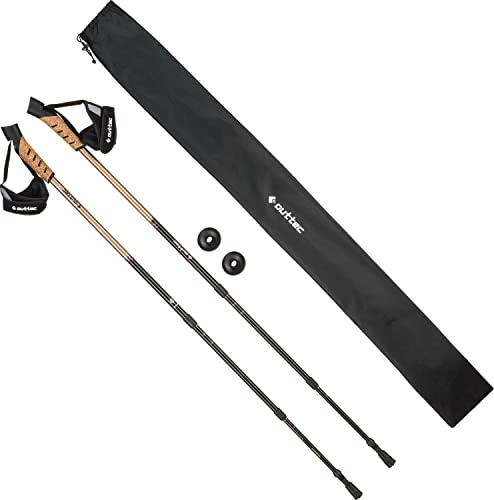 Outtec Carbon Wanderstöcke Faltbar, Ultraleichte Nordic Walking Stöcke Damen und Herren, Nordic Walking Stöcke Gummipuffer 110-115 cm, Trekkingstöcke Faltbar, Wanderstöcke Teleskop für Trekking von Outtec