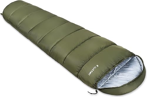 Outtec Schlafsack mit Kapuze, Mumienschlafsack, Ultraleicht Schlafsack Kleines Packmaß, Hüttenschlafsack, Schlafsack Kinder und Erwachsene, Schlafsack Outdoor, Deckenschlafsack (Grün) von Outtec