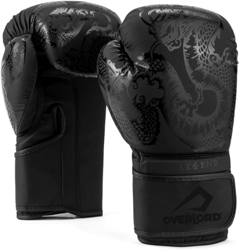 Overlord® Boxhandschuhe Legend I Kickboxing, Sparring, Box, MMA I Boxhandschuhe Männer I Boxing Gloves I Box Handschuhe Herren I Schwarz 12 oz. von Overlord
