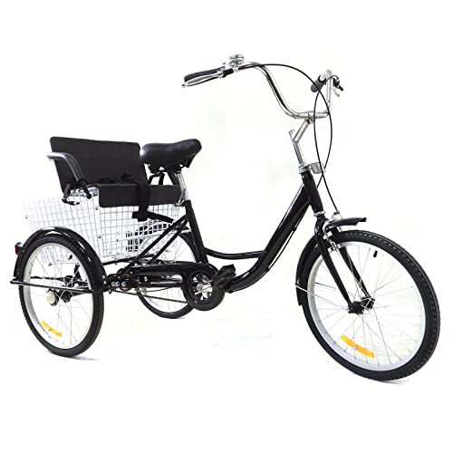 Owneed Dreirad für Erwachsene 24 Zoll 8-Gang Adult Fahrrad mit Korb Cityräder 3-Rad Fahrrad Lastenfahrrad (24Zoll 8S) von Owneed