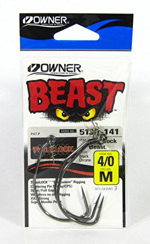 Owner BC Beast Twistlock 5130 - Wide Gap Haken mit Schraubspirale für Gummifische & Jigs, Offsethaken mit Spirale, Jighaken, Größe/Packungsinhalt:Gr. 8/0-3 Stück von Owner
