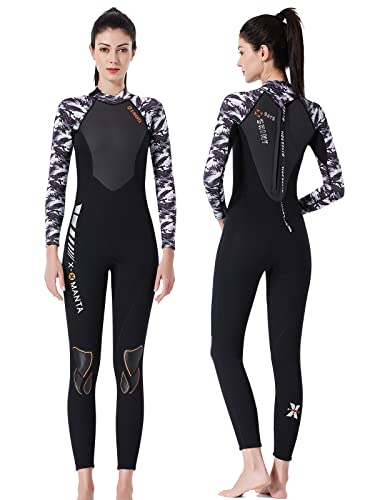 Owntop Neoprenanzug für Damen Herren - 3mm Neopren Tauchanzüge Wetsuit Langarm, Thermisch Verdickte Badebekleidung mit Reißverschluss Hinten UV 50+, Damen L von Owntop