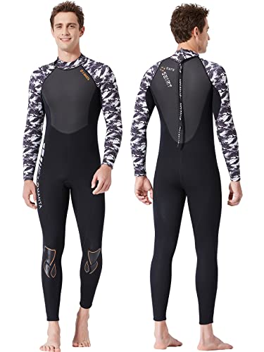 Owntop Neoprenanzug für Damen Herren - 3mm Neopren Tauchanzüge Wetsuit Langarm, Thermisch Verdickte Badebekleidung mit Reißverschluss Hinten UV 50+, Herren XL von Owntop