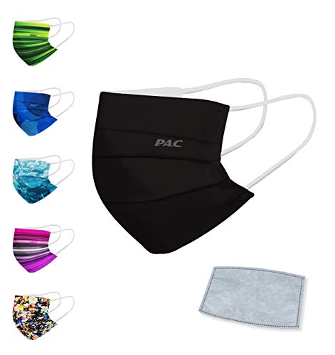 P.A.C. Premium Community-Maske + 5er Pack Aktivkohlefilter, Mund- & Nasenmaske, Alltagsmaske, mit Aktivkohlefilter, Waschbar bis 90°, Nasenbügel und Filtertasche, Wiederverwendbar von P.A.C.
