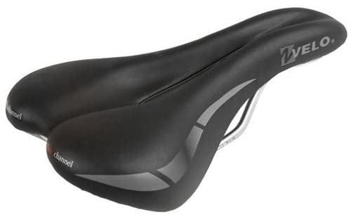 P4B | Fahrradsattel mit ARC-TECH (stoßabsorbierende Gestellfederung) in Schwarz/Grau für Damen | Mit D2-Konstruktion für höheren Komfort | V-Cut-Design und O-Zone Full Cut von P4B