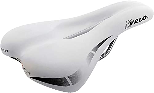 P4B | Fahrradsattel mit ARC-TECH (stoßabsorbierende Gestellfederung) in Weiß/Grau für Damen | Mit D2-Konstruktion für höheren Komfort | V-Cut-Design und O-Zone Full Cut von P4B
