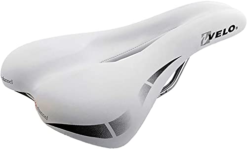 P4B | Fahrradsattel mit ARC-TECH (stoßabsorbierende Gestellfederung) in Weiß/Grau für Herren | Mit D2-Konstruktion für höheren Komfort | V-Cut-Design und O-Zone Full Cut von P4B