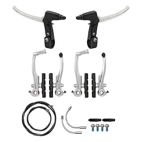 P4B | Komplettes V-Brake Bremsen Set in Silber - für vorne und hinten | Bremsarme 110 mm mit linearer Feder | Geeignet für 16-28 Zoll | Bremsanlage für MTB, Trekking, Citybike von P4B