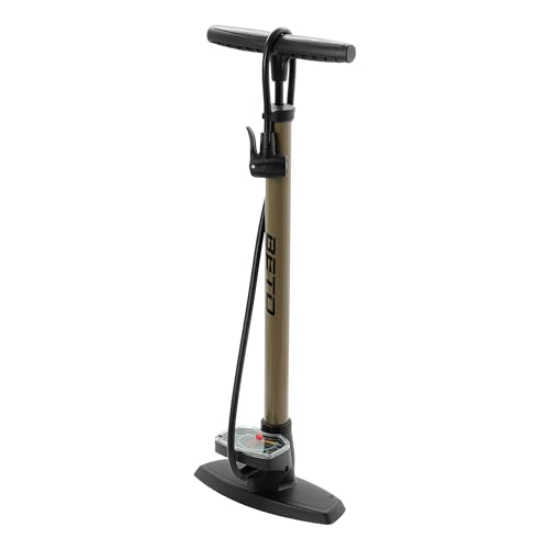 P4B | Luftpumpe mit großem Manometer in Braun/Grau | Fahrradpumpe geeignet für alle Schlauchventile | Fahrrad Standpumpe von P4B