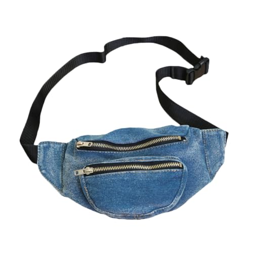 PACKOVE Jeans-Hüft Tasche Blaue Hüfttasche Denim-Gürteltasche Jeanstasche Umhängetasche modische Denim-Tasche Bauchtasche Bote Brusttasche Südkorea Fräulein Gewaschener weicher Cowboy von PACKOVE