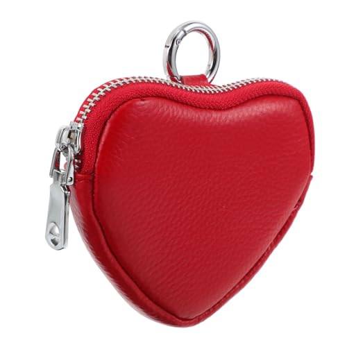 PACKOVE Mini Geldbörse für Damen Herzförmiges Design Robustem Kleine Geldbörse mit Reißverschluss und Anhänger für Schlüssel Rot für Alltag und Reisen von PACKOVE